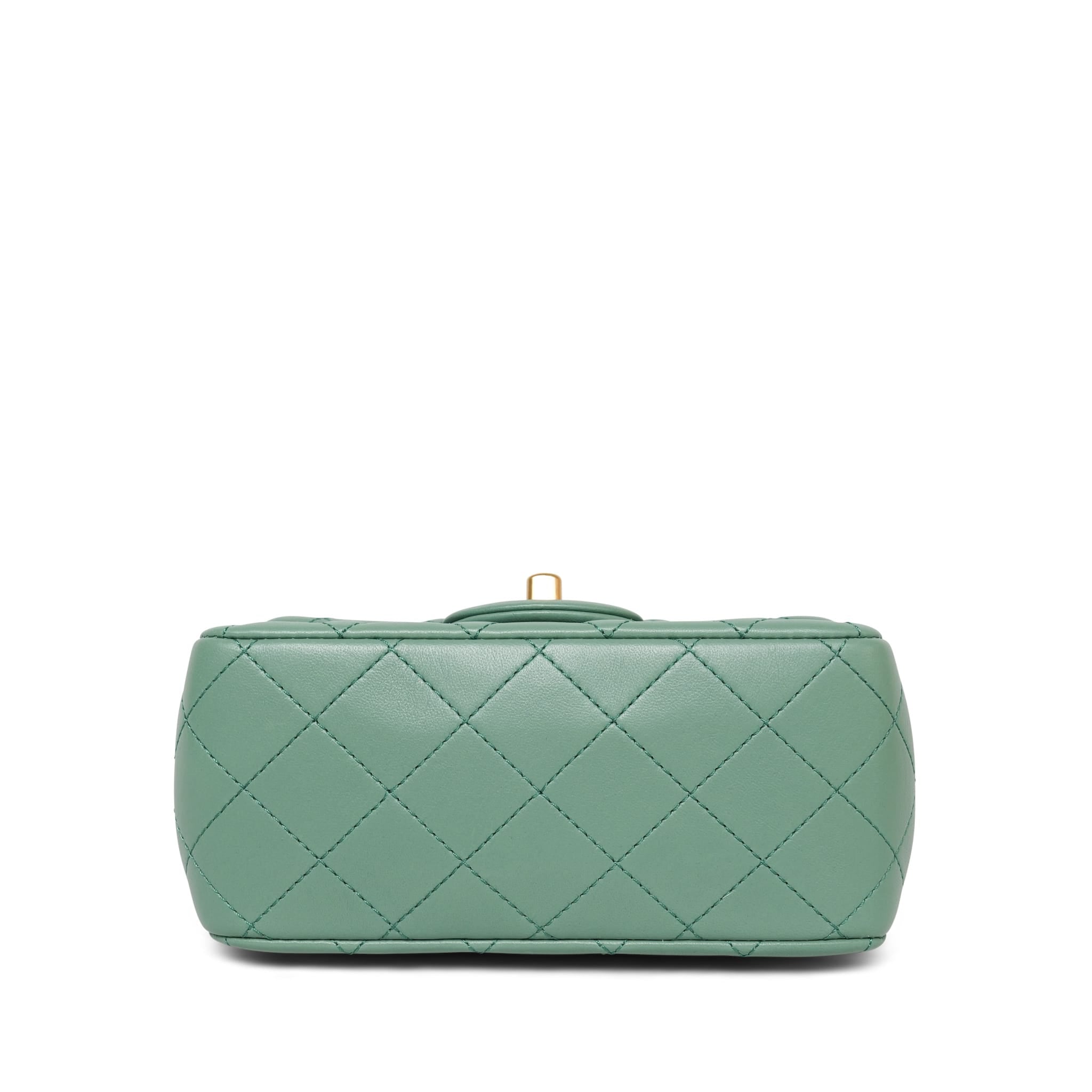 Product image 9 of 23: Green Lambskin Quilted Pearl Crush Mini Square Flap AGHW