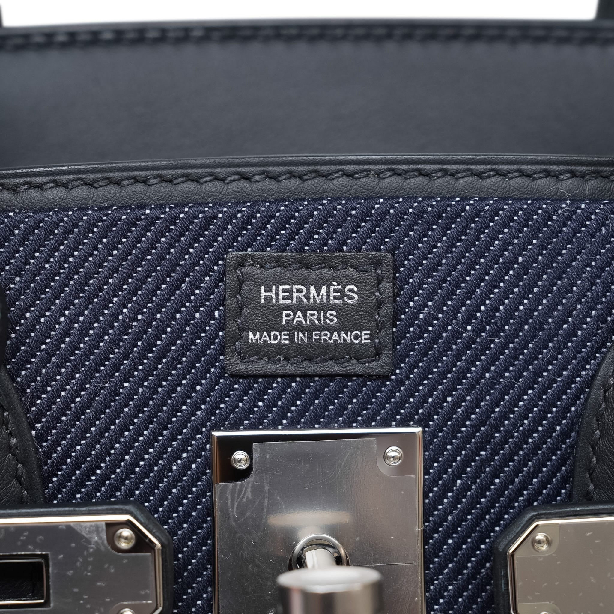 Product image 2 of 14: Shoulder Birkin 29 Bleu Indigo Jean Canvas/Noir Swift Palladium Plated K Stamp