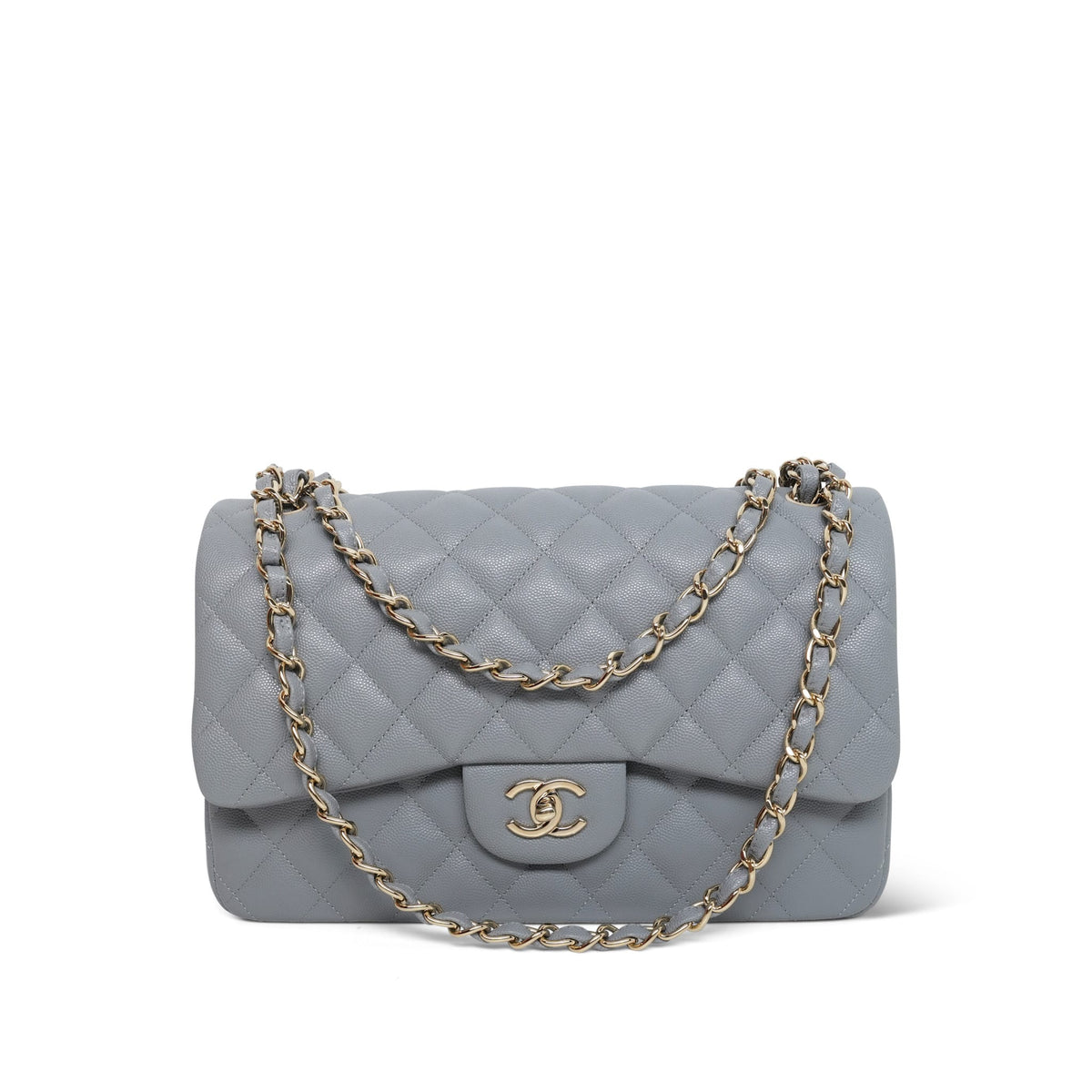 20C Grey Caviar Quilted Classic Flap Jumbo LGHW