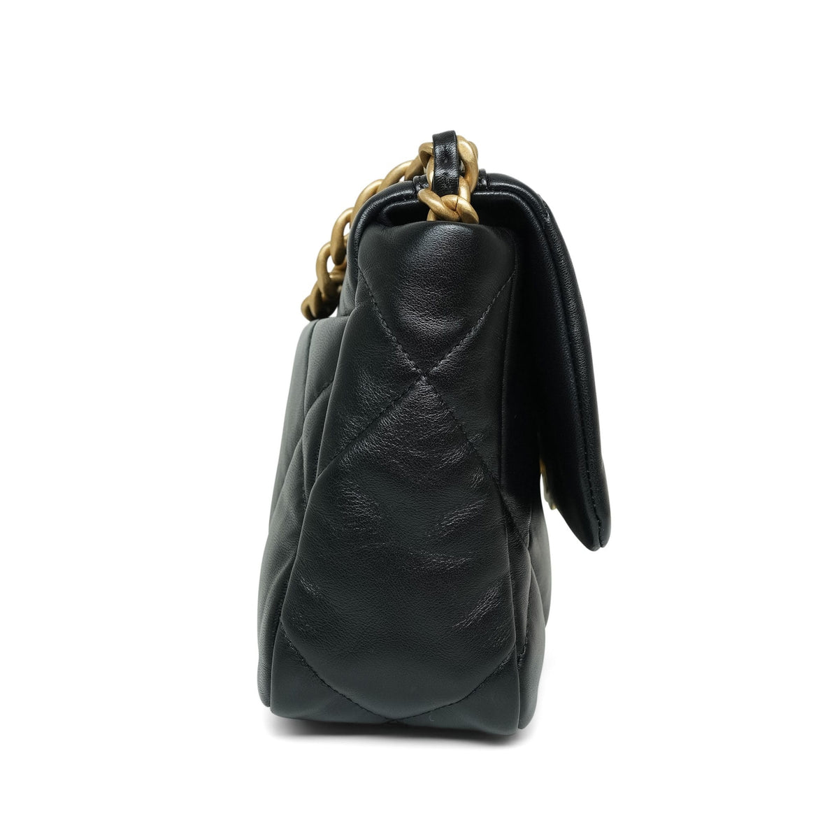 24P Black Lambskin Quilted Small 19 Flap MHW