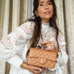 Product image 2 of 16: Caramel Lambskin Quilted Mini Top Handle Light Gold Hardware