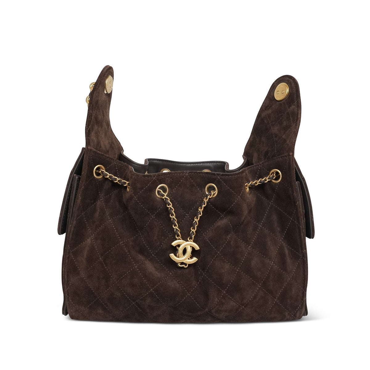 Brown Suede Quilted 25 Hobo Bag Small AGHW