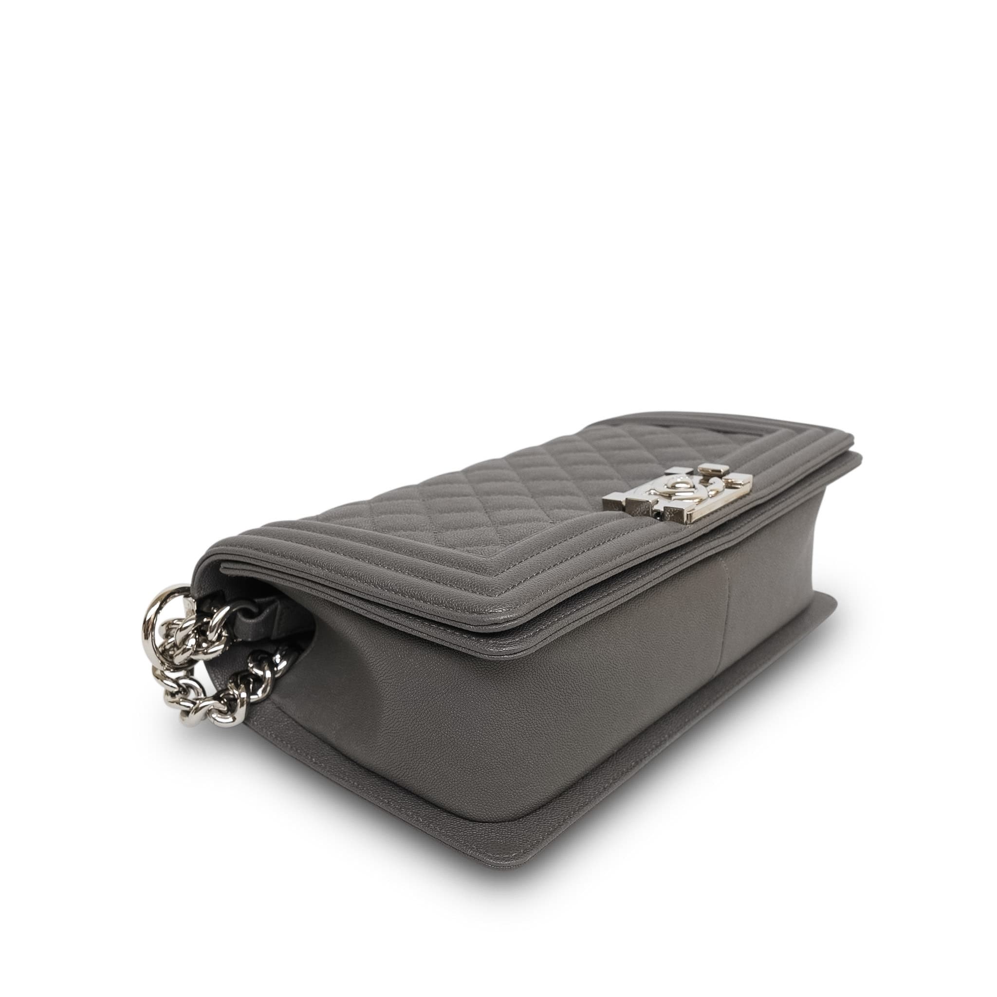 Product image 8 of 13: Dark Grey Caviar Quilted Boy Bag Old Medium Silver Hardware