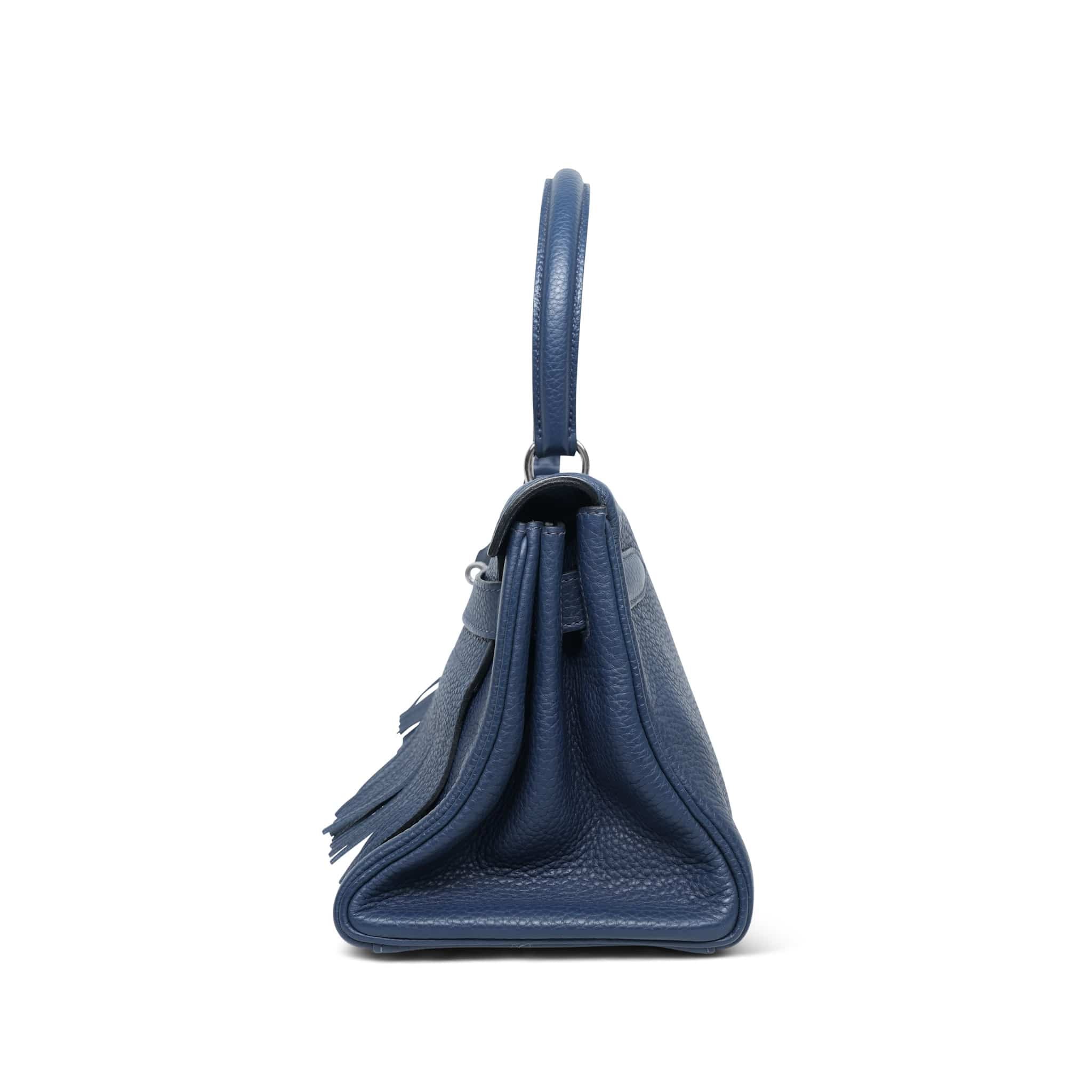 Product image 8 of 14: Shoulder Kelly 42 Bleu Abysse Clemence Fringe Palladium Plated M Square Stamp
