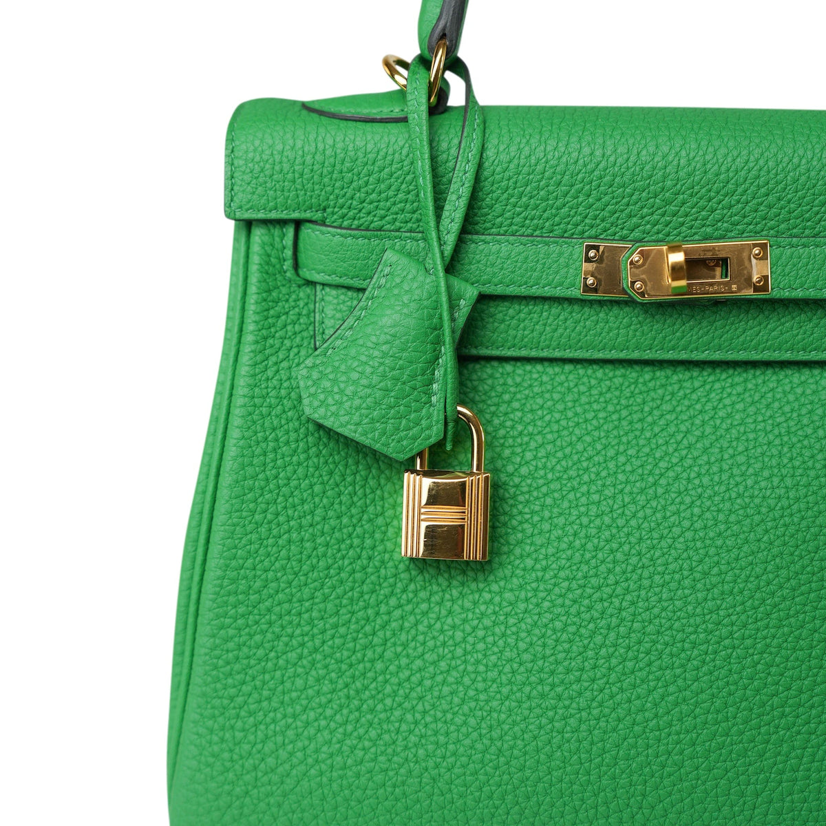 Kelly 25 Retourne Bambou Veau Togo Gold Plated Y Stamp