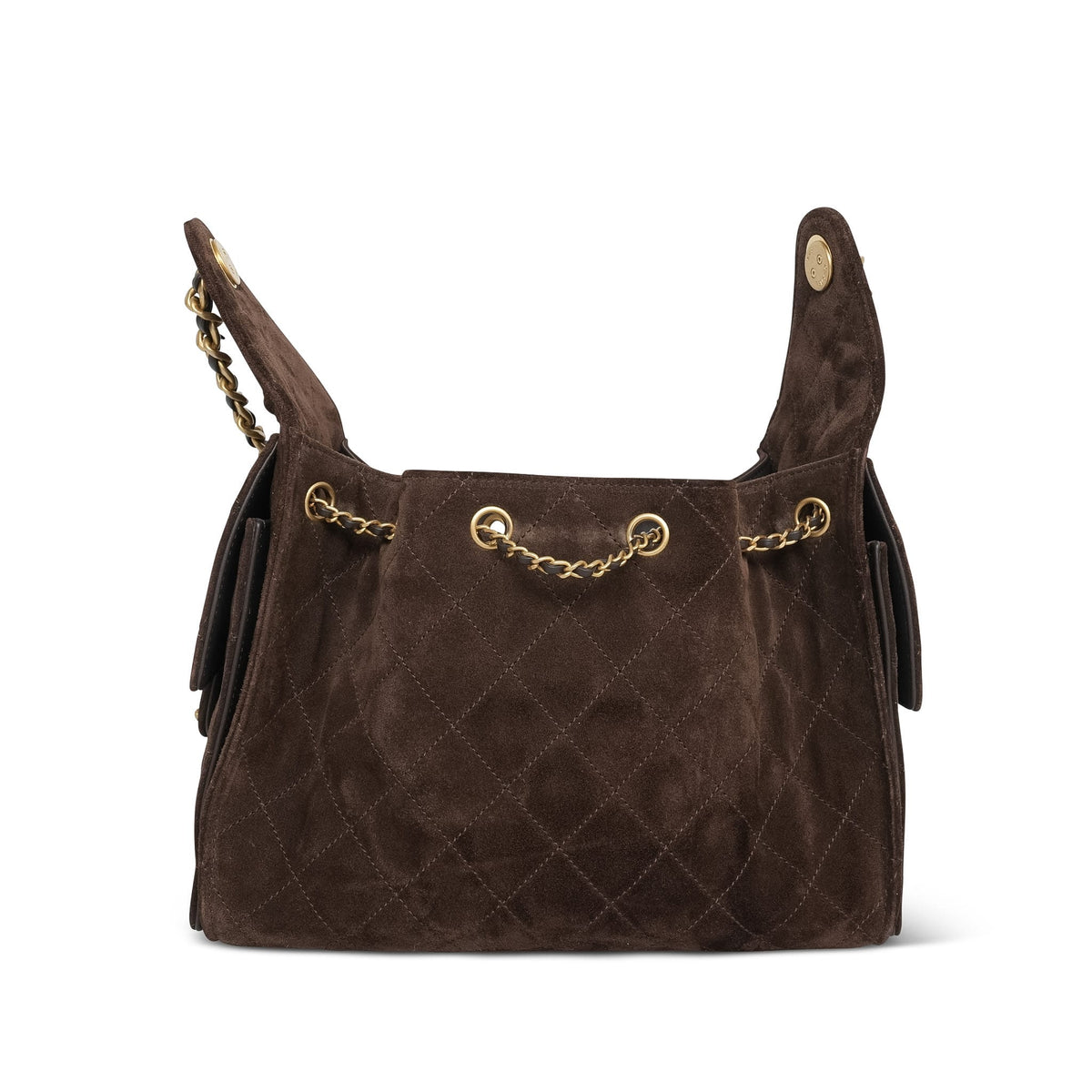Brown Suede Quilted 25 Hobo Bag Small AGHW