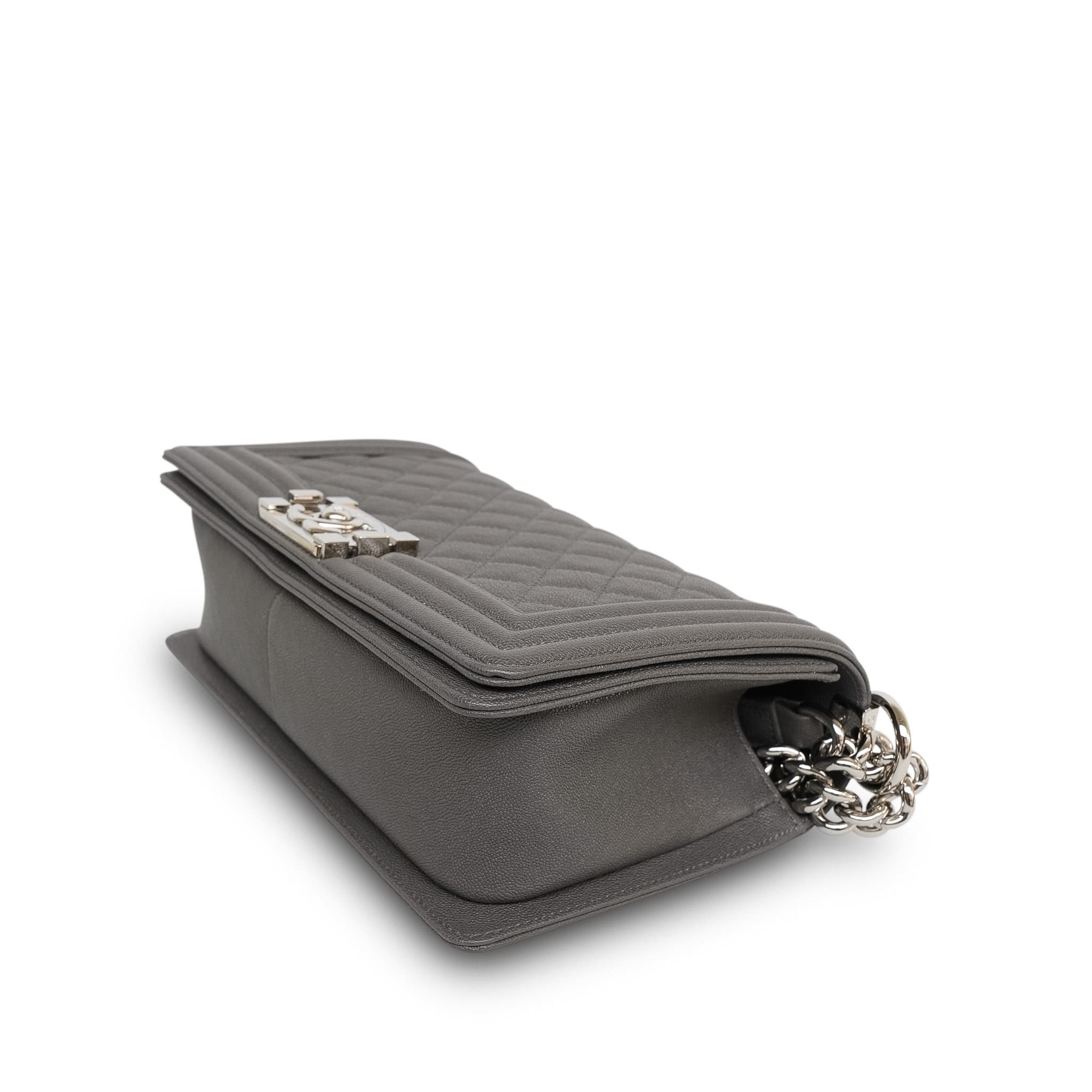 Product image 9 of 13: Dark Grey Caviar Quilted Boy Bag Old Medium Silver Hardware