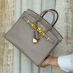 Product image 10 of 17: Birkin 25 Gris Asphalte Novillo Gold Plated D Stamp