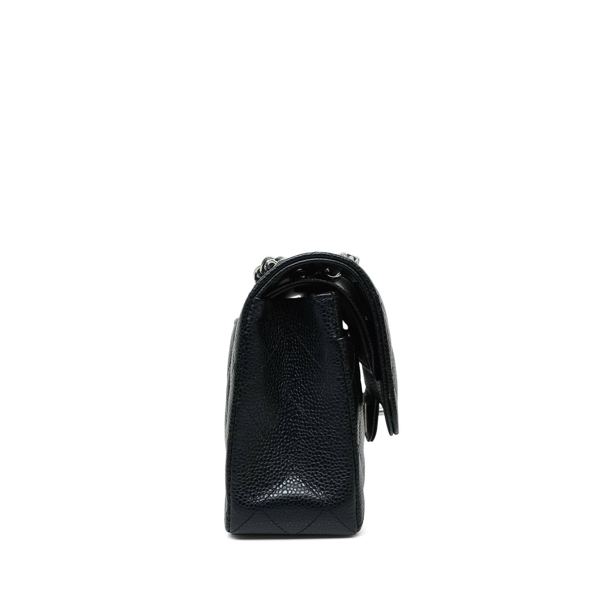 Black Caviar Quilted Double Flap Small SHW