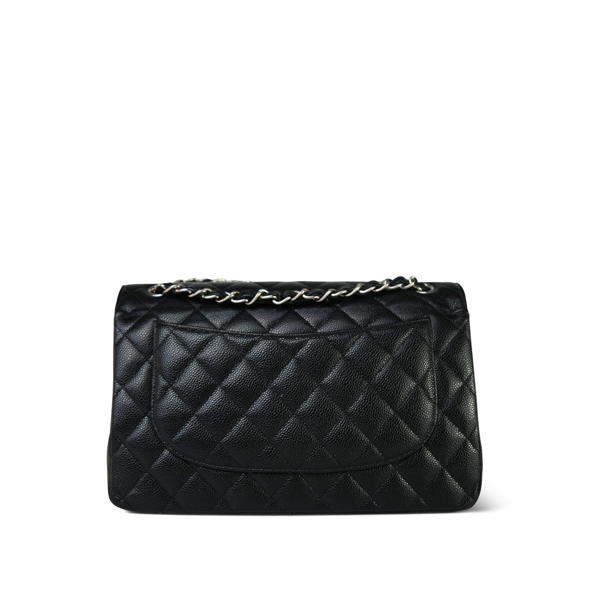 Black Caviar Quilted Jumbo Classic Flap Silver Hardware