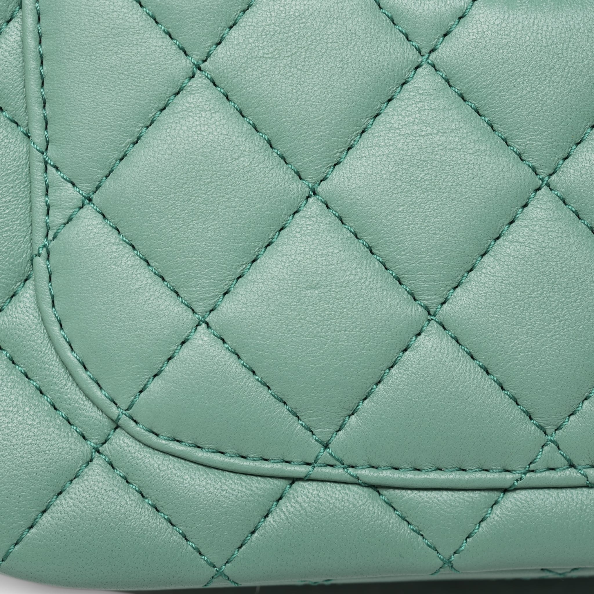 Product image 7 of 23: Green Lambskin Quilted Pearl Crush Mini Square Flap AGHW