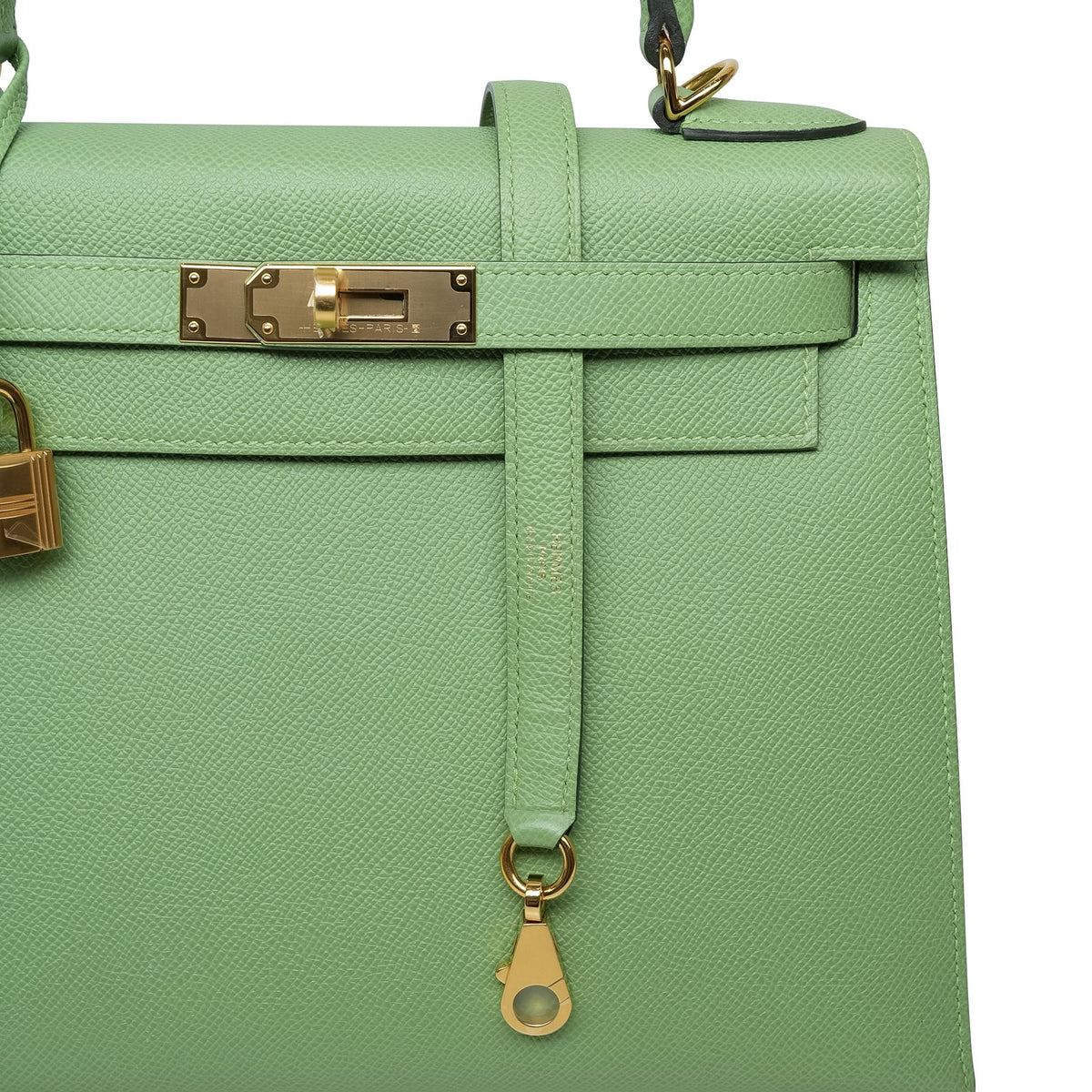 Kelly Sellier 28 Vert Criquet Epsom Gold Plated Z Stamp