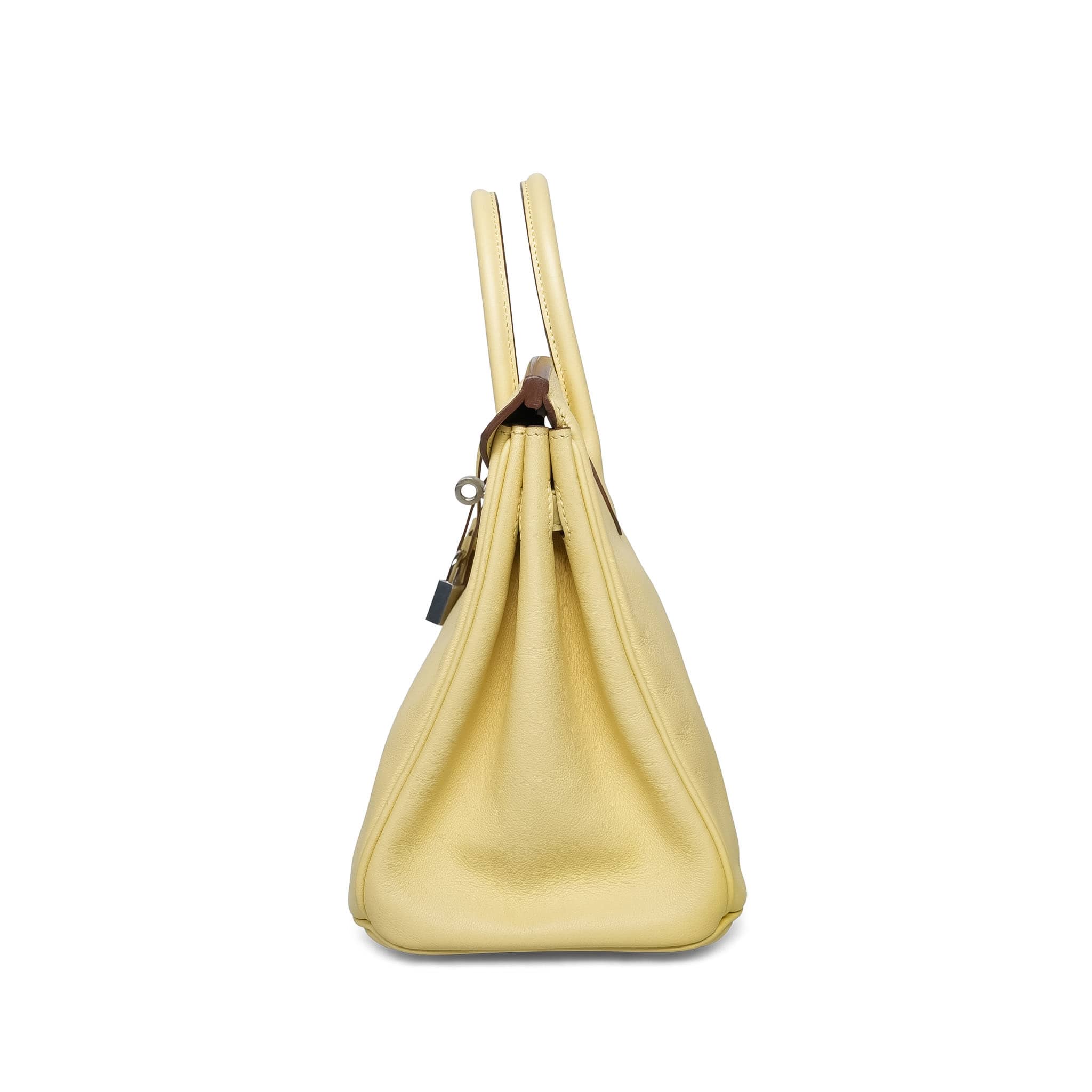 Birkin 25 Jaune Poussin Swift Palladium Plated T Stamp