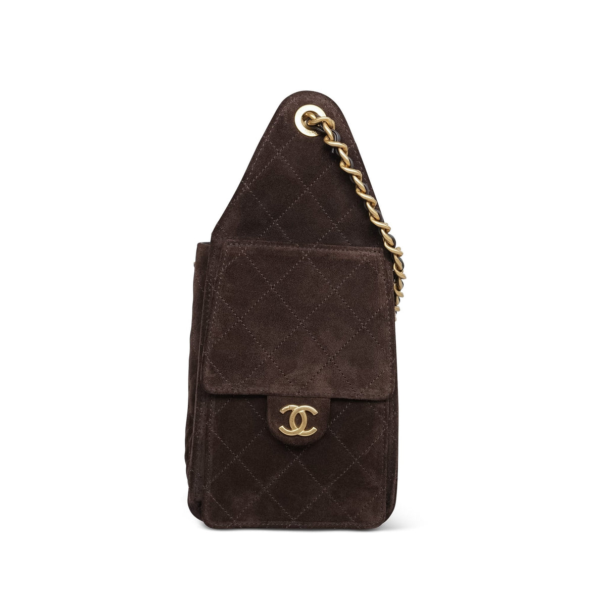 Brown Suede Quilted 25 Hobo Bag Small AGHW