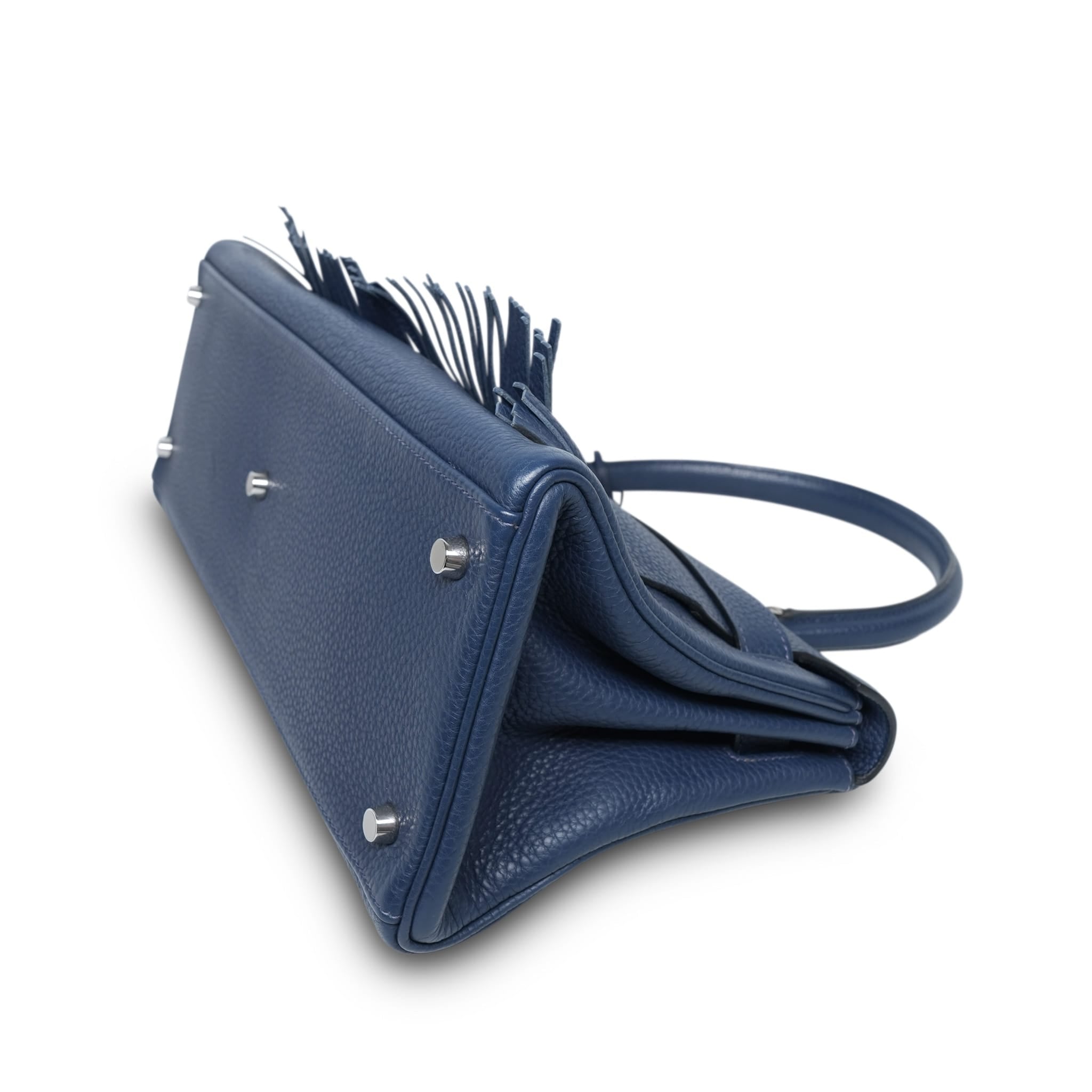 Product image 11 of 14: Shoulder Kelly 42 Bleu Abysse Clemence Fringe Palladium Plated M Square Stamp