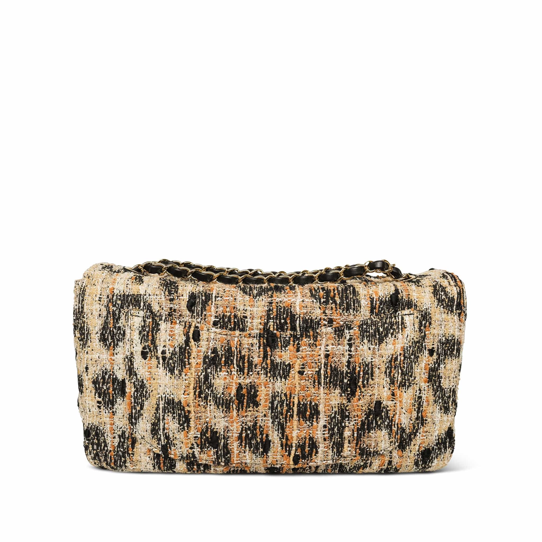 Product image 4 of 13: Leopard Print Tweed Souplissimo Maxi Flap Small Light Gold Hardware