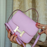Product image 10 of 18: Constance 18 Mauve Sylvestre Epsom Palladium Plated U Stamp