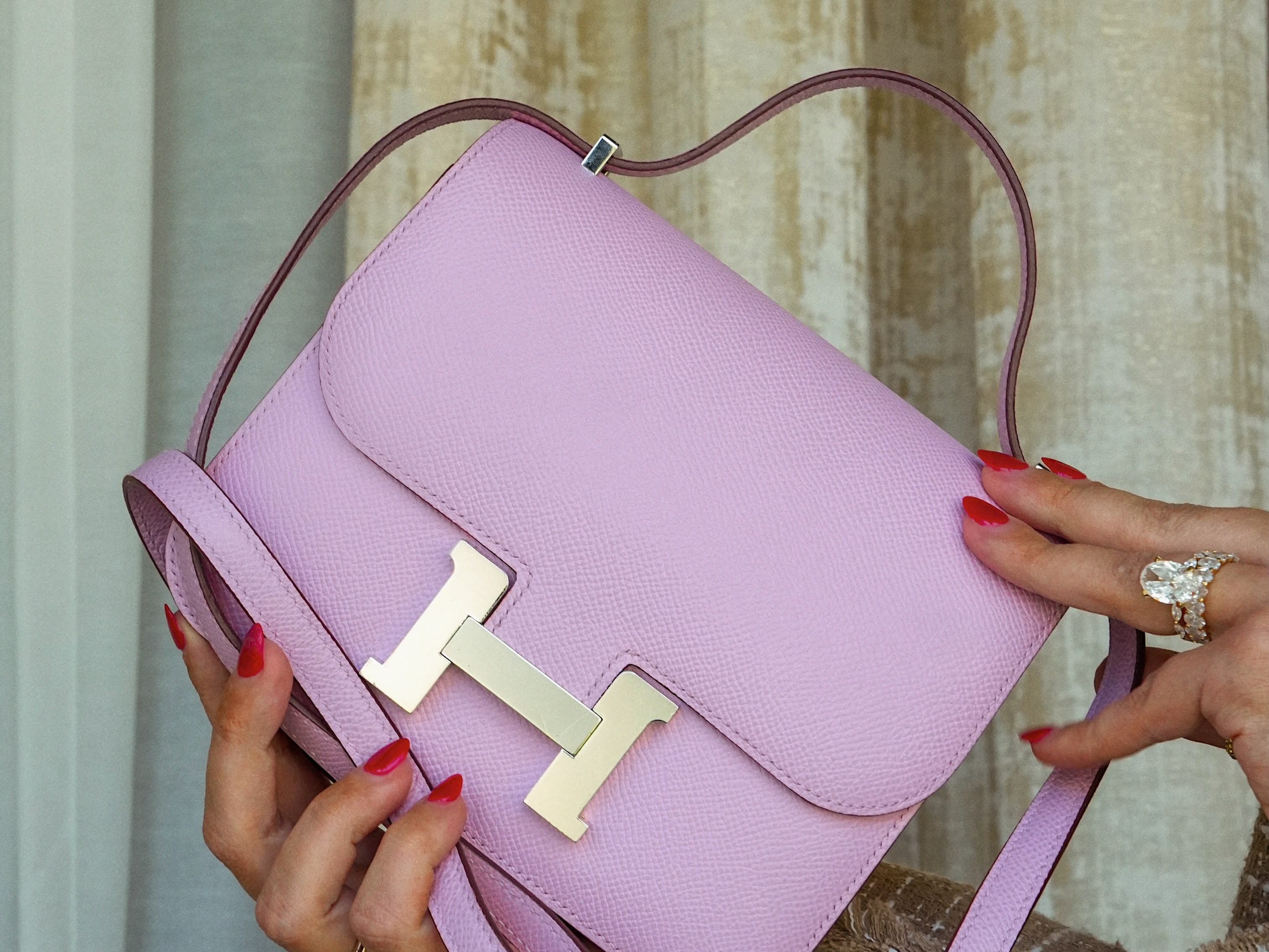 Constance 18 Mauve Sylvestre Epsom Palladium Plated U Stamp