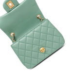 Product image 15 of 23: Green Lambskin Quilted Pearl Crush Mini Square Flap AGHW