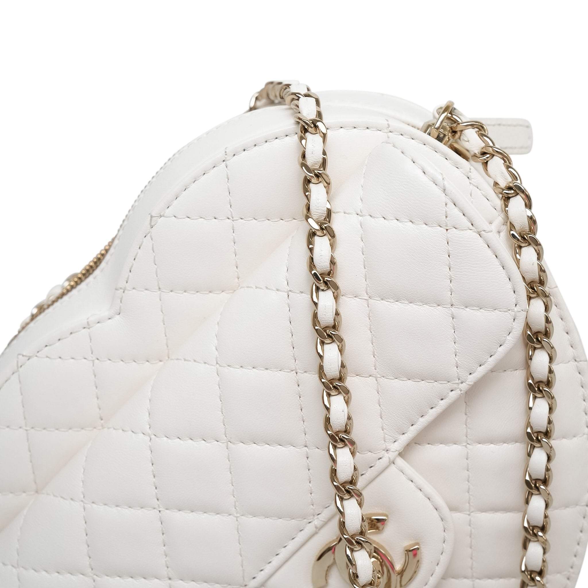 Product image 5 of 17: 25B White Lambskin Quilted Heart Bag Large LGHW