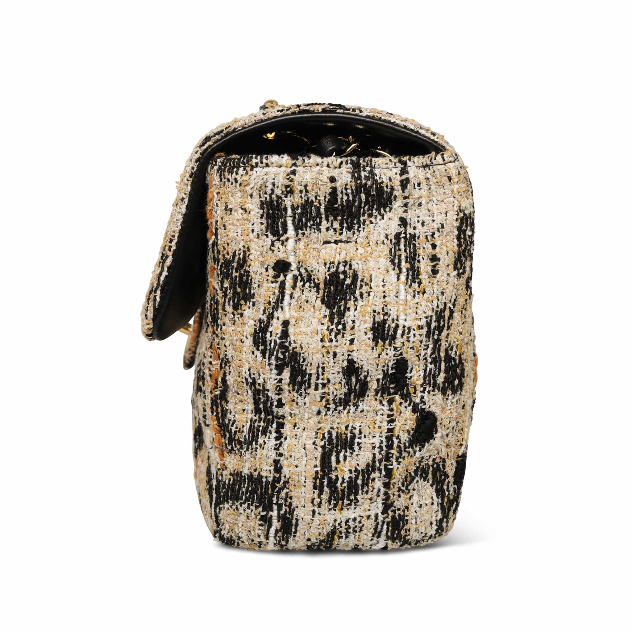 Product image 5 of 13: Leopard Print Tweed Souplissimo Maxi Flap Small Light Gold Hardware