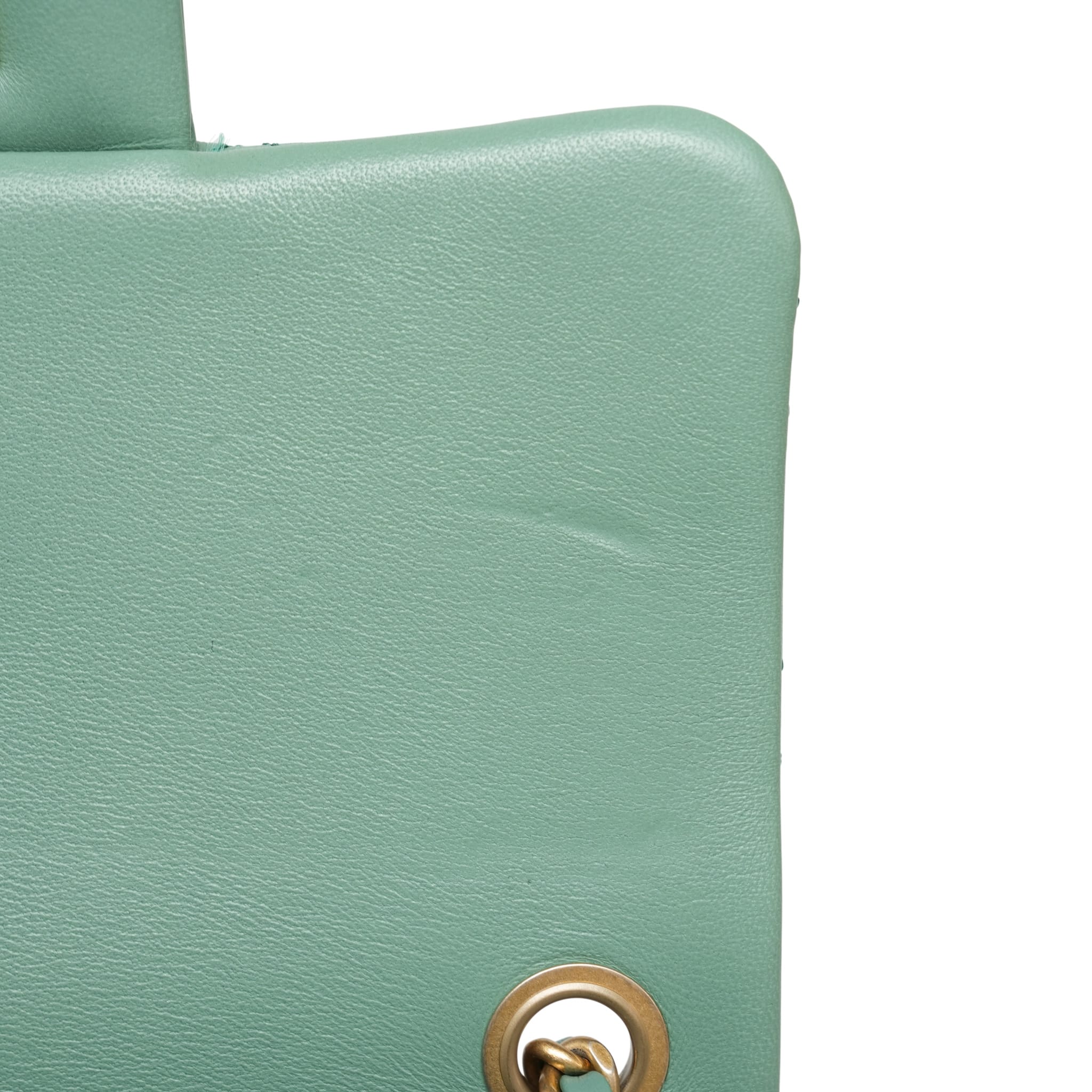 Product image 18 of 23: Green Lambskin Quilted Pearl Crush Mini Square Flap AGHW