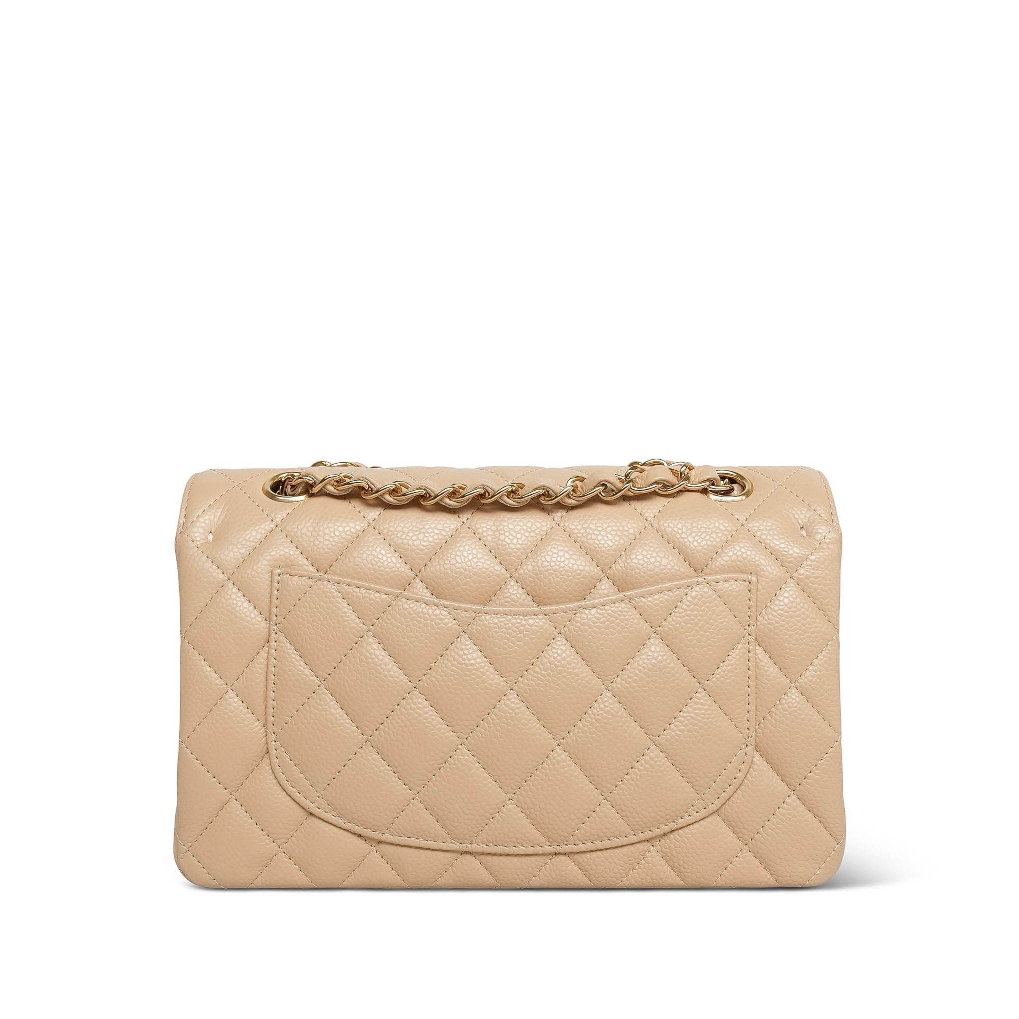 Product image 4 of 15: Beige Clair Caviar Quilted Double Flap Small Gold HW