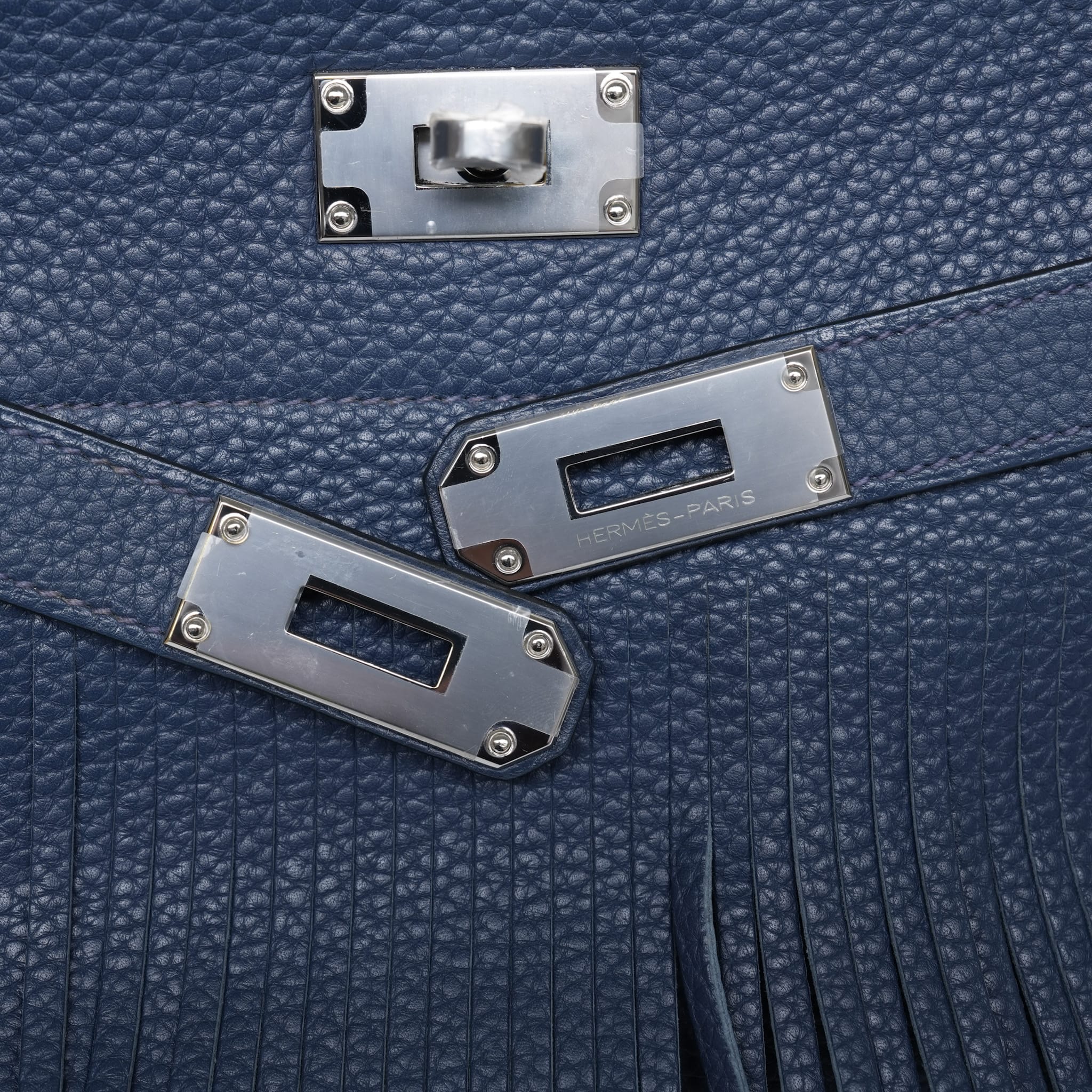 Product image 4 of 14: Shoulder Kelly 42 Bleu Abysse Clemence Fringe Palladium Plated M Square Stamp
