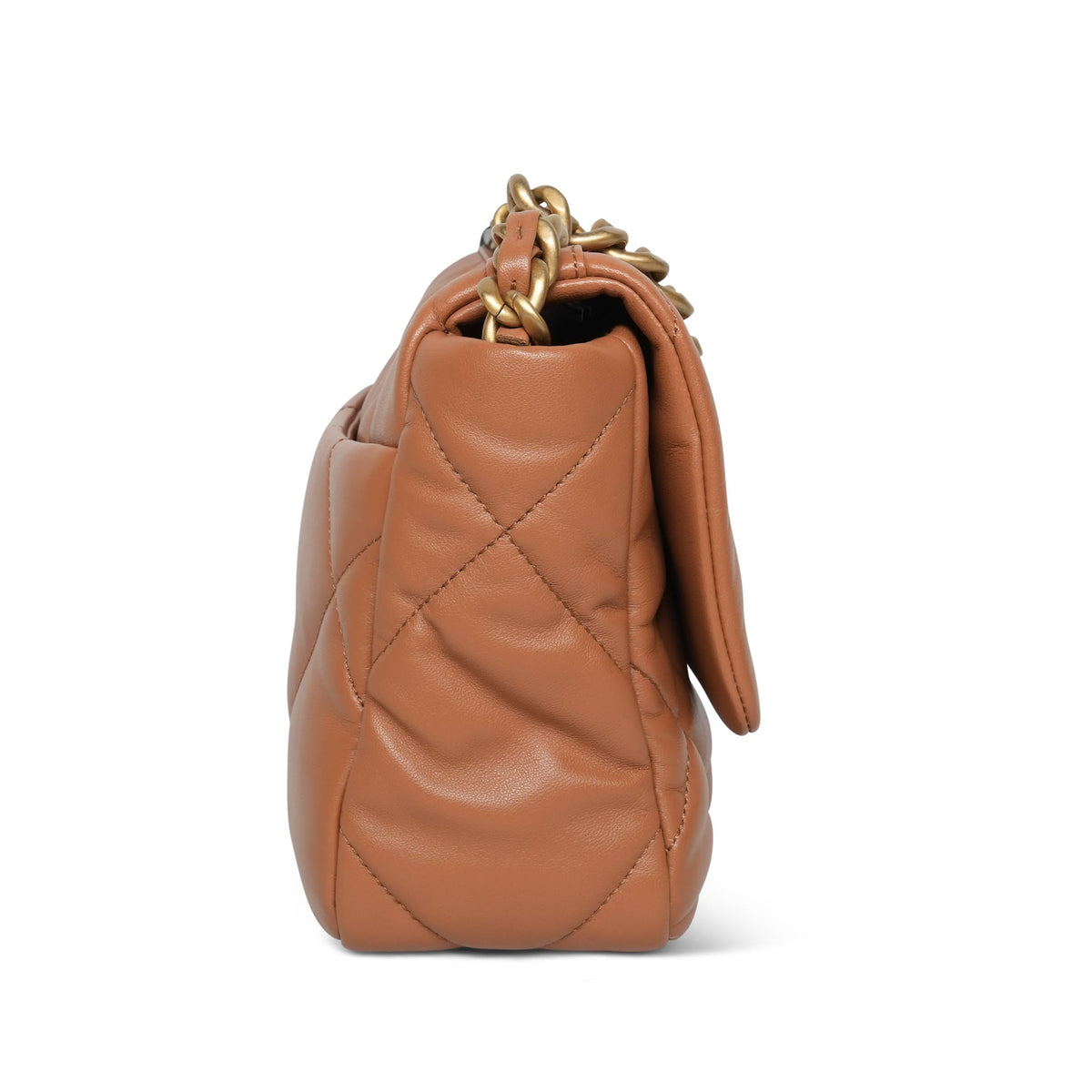 22A Caramel/Brown Lambskin Quilted 19 Flap Small MHW
