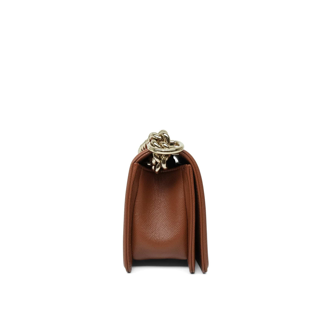 23A Light Brown Caviar Quilted Boy Bag Small Light Gold Hardware