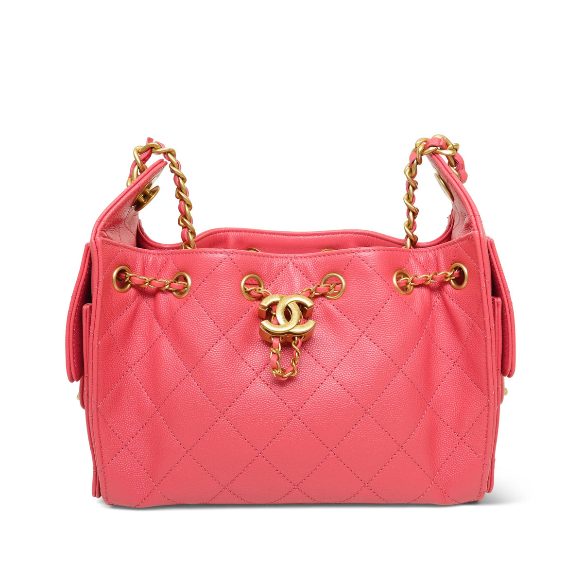 26C Coral Caviar Quilted 25 Hobo Bag Mini Aged Gold Hardware