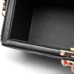 Product image 12 of 12: Black Patent Quilted Top Handle Box Vanity On Chain LGHW