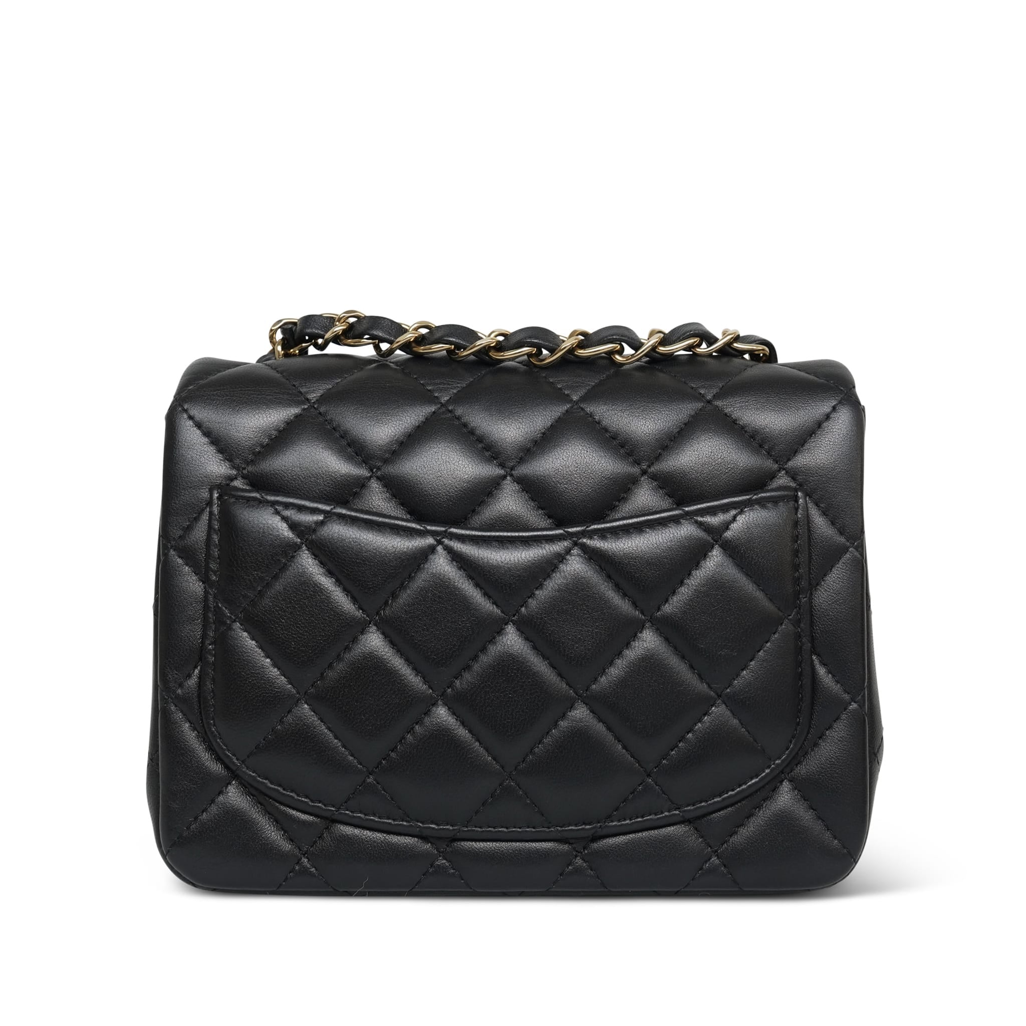 Product image 7 of 21: Black Lambskin Quilted Square Flap Mini Light Gold Hardware