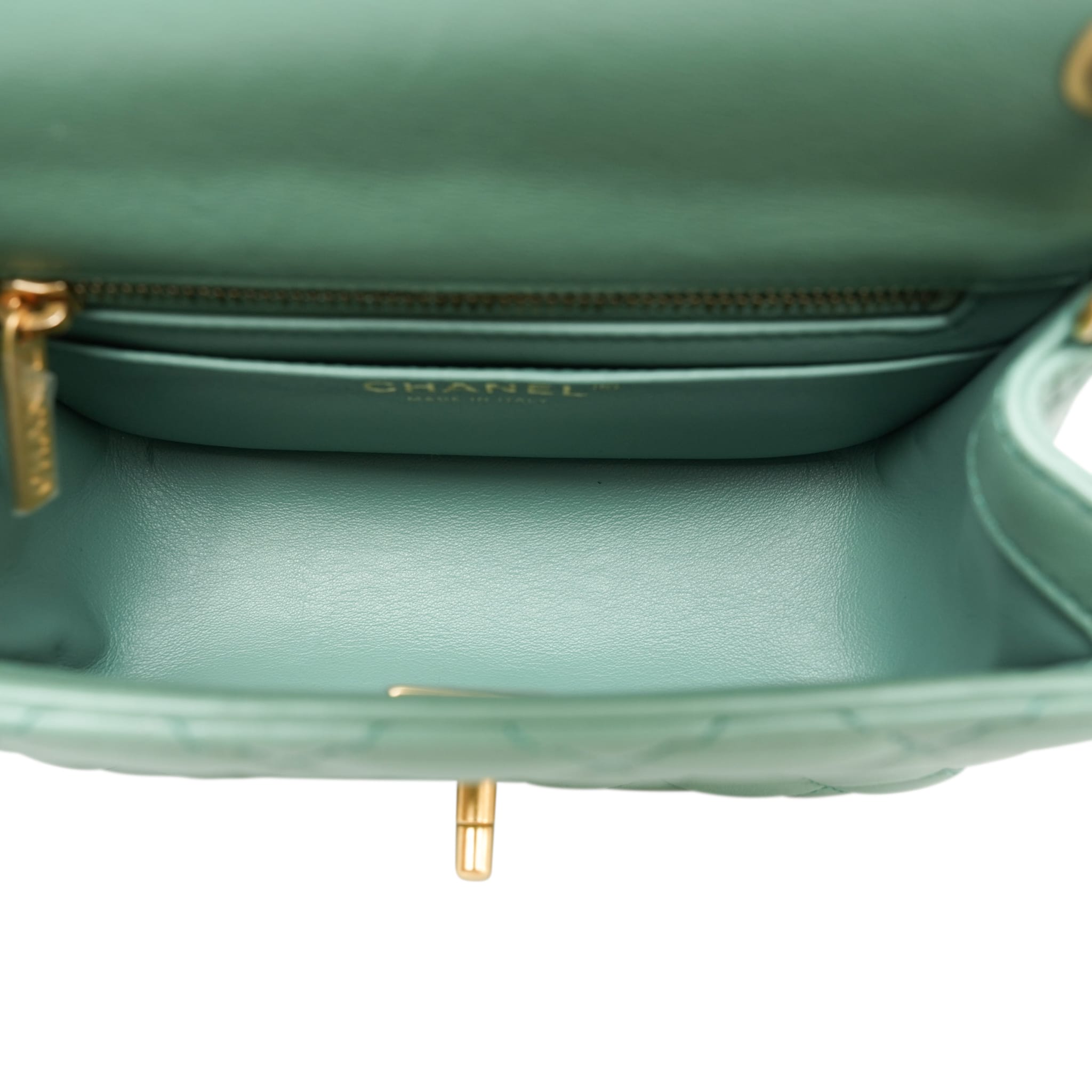Product image 21 of 23: Green Lambskin Quilted Pearl Crush Mini Square Flap AGHW