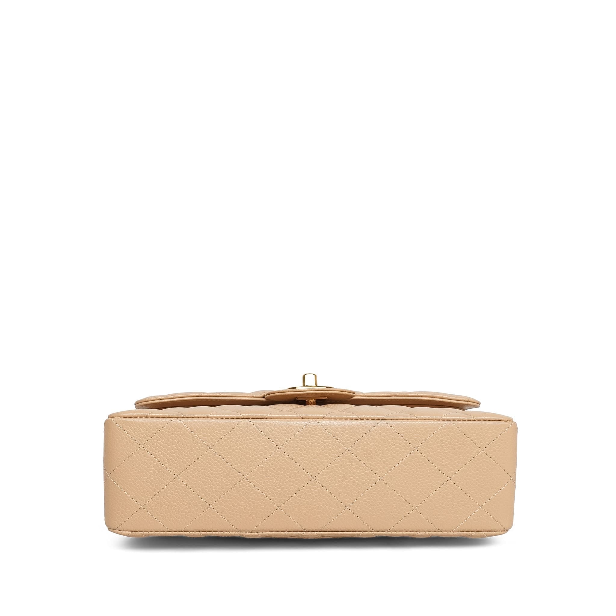 Product image 6 of 15: Beige Clair Caviar Quilted Double Flap Small Gold HW