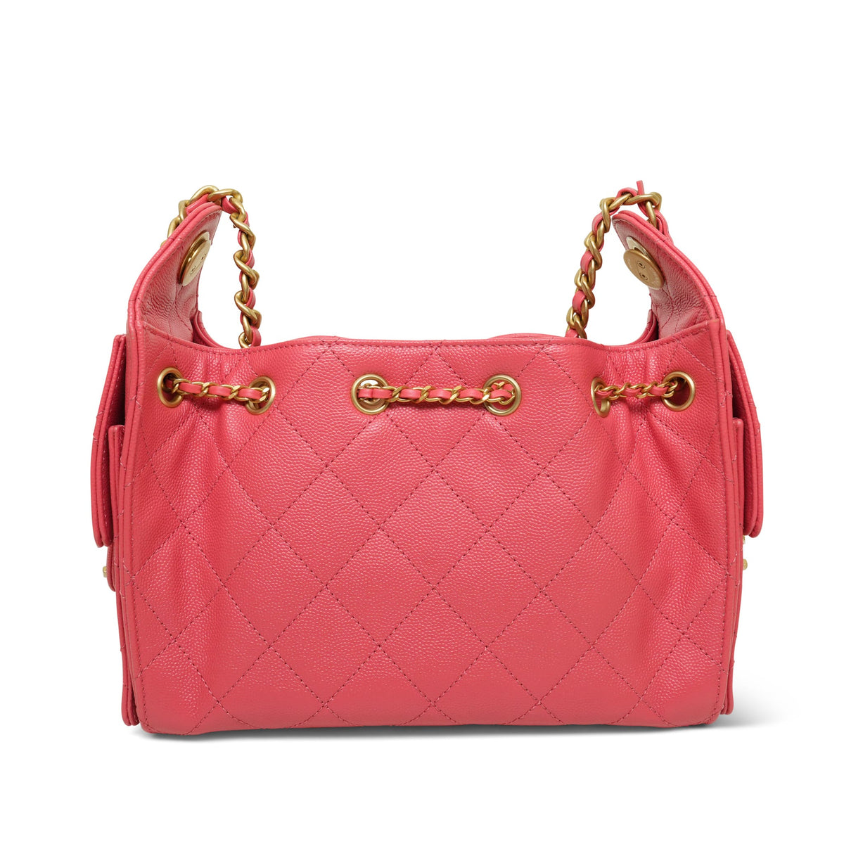 26C Coral Caviar Quilted 25 Hobo Bag Mini Aged Gold Hardware