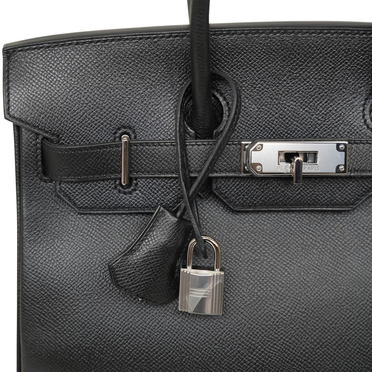 HAC 28 Black Courchevel Palladium Plated J Square Stamp