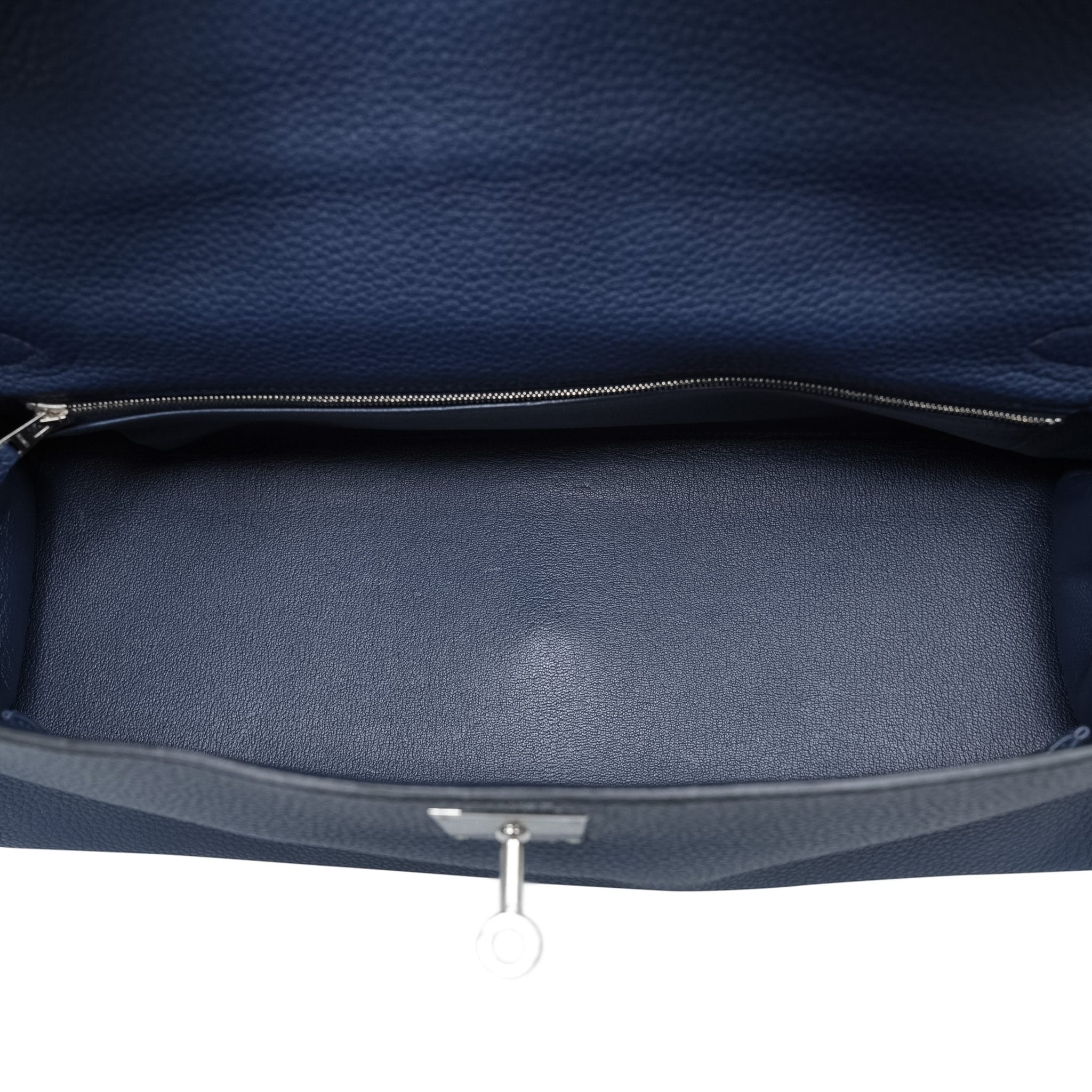 Product image 14 of 14: Shoulder Kelly 42 Bleu Abysse Clemence Fringe Palladium Plated M Square Stamp