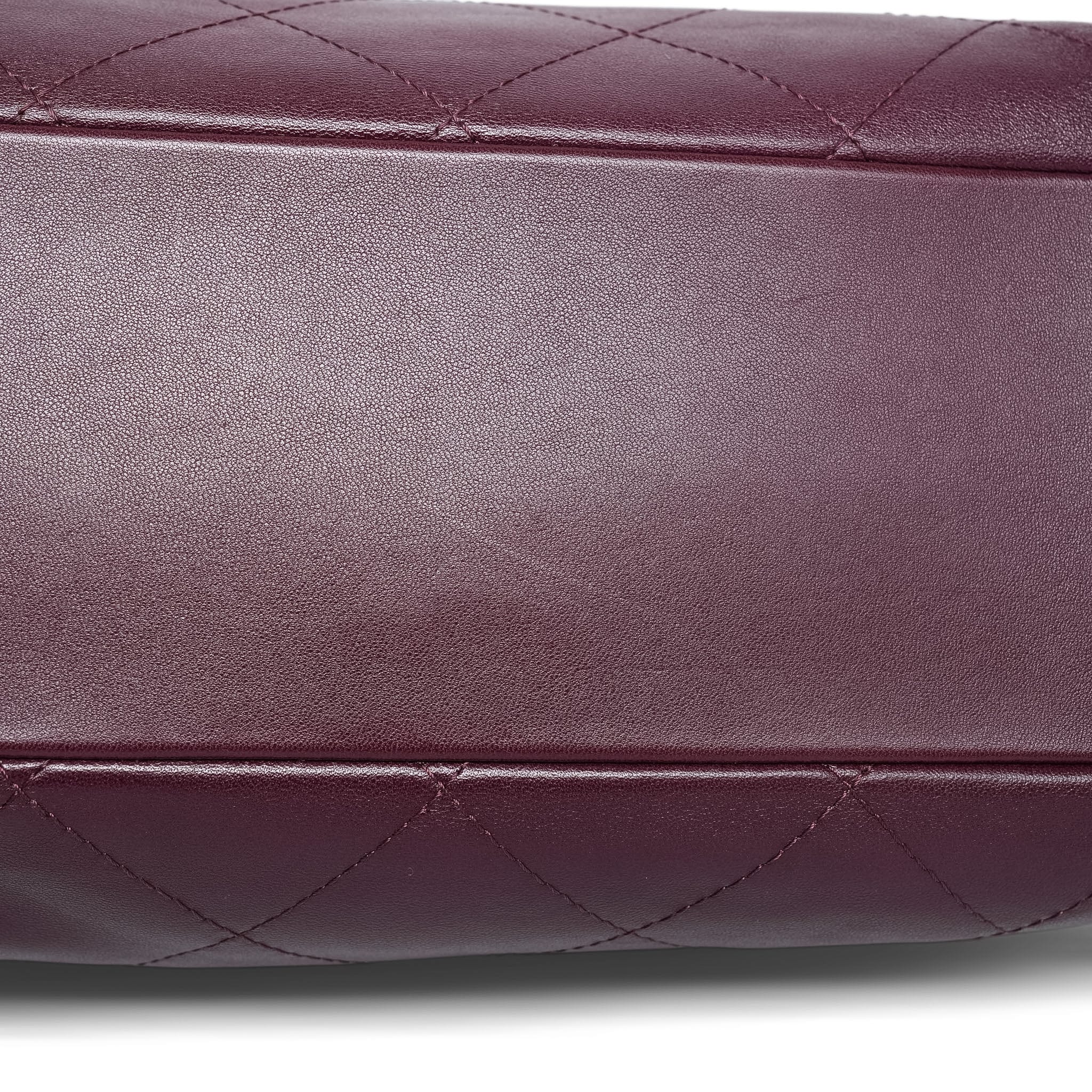 Product image 21 of 22: 26P Dark Burgundy Lambskin Quilted Maxi Hobo Shoulder Bag LGHW