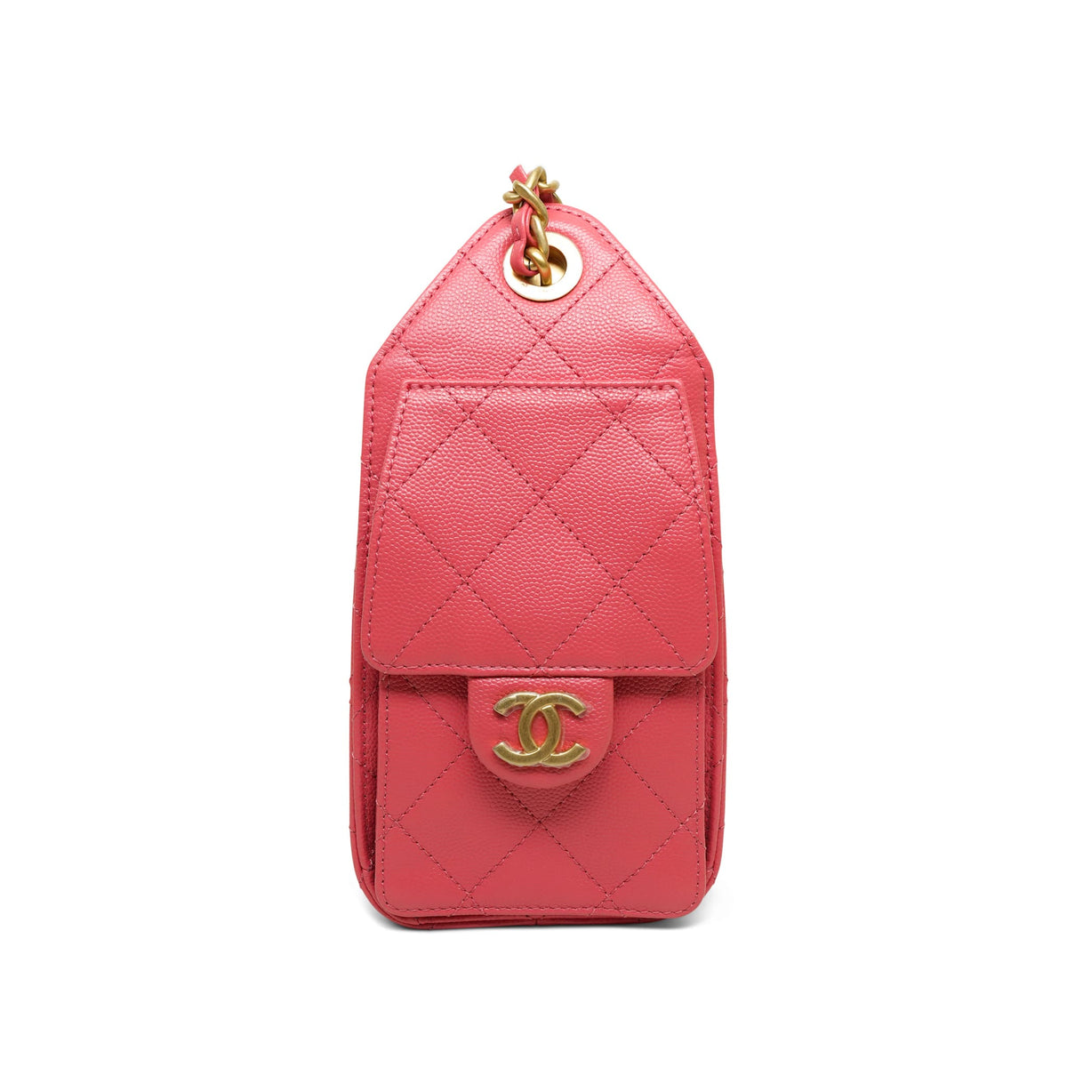 26C Coral Caviar Quilted 25 Hobo Bag Mini Aged Gold Hardware