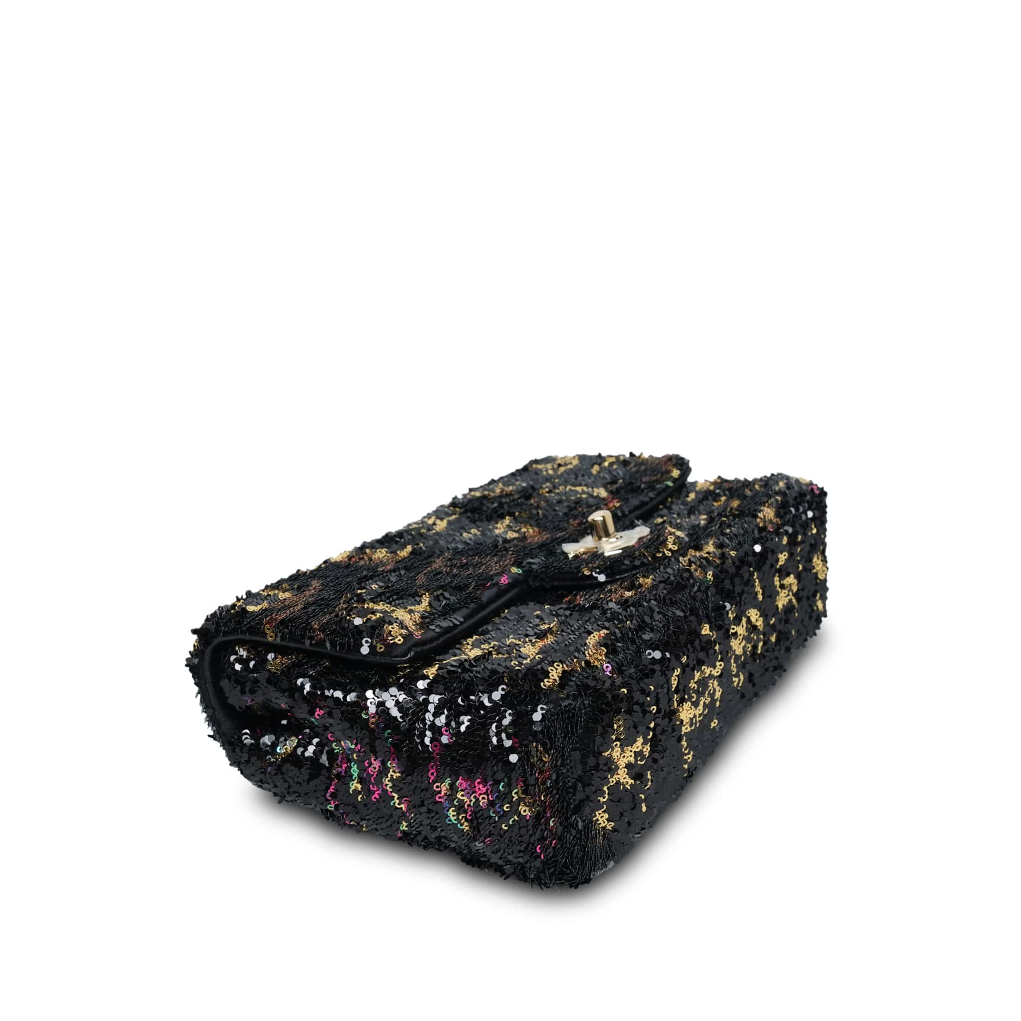 Product image 7 of 16: 23B Black Multicolor Reversible Sequins CC Single Flap Bag LGHW