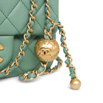 Product image 22 of 23: Green Lambskin Quilted Pearl Crush Mini Square Flap AGHW