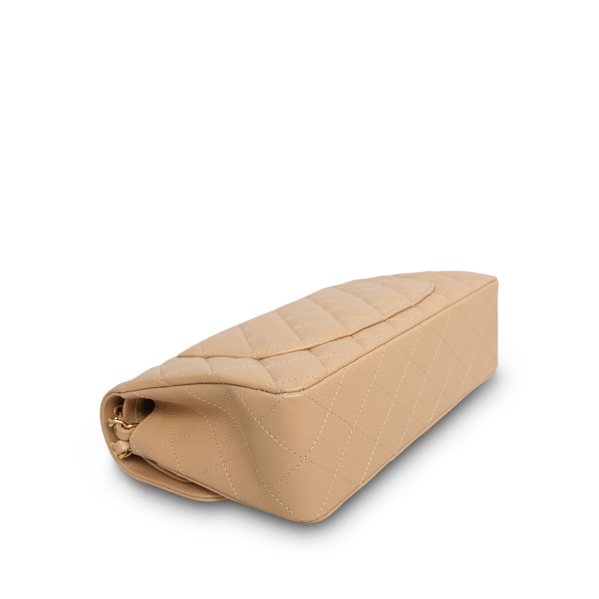 Product image 9 of 15: Beige Clair Caviar Quilted Double Flap Small Gold HW