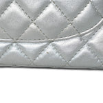 Product image 6 of 28: Silver Metallic Calfskin Quilted Classic Flap Medium Aged Gold Hardware