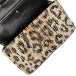 Product image 12 of 13: Leopard Print Tweed Souplissimo Maxi Flap Small Light Gold Hardware