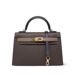 Product image 1 of 15: Mini Kelly Sellier Tri-Color Ecorce Etoupe Black Epsom Gold Plated B Stamp