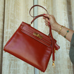 Product image 10 of 22: Kelly Retourne 28 Brique Box Calfskin Gold Plated X Circle