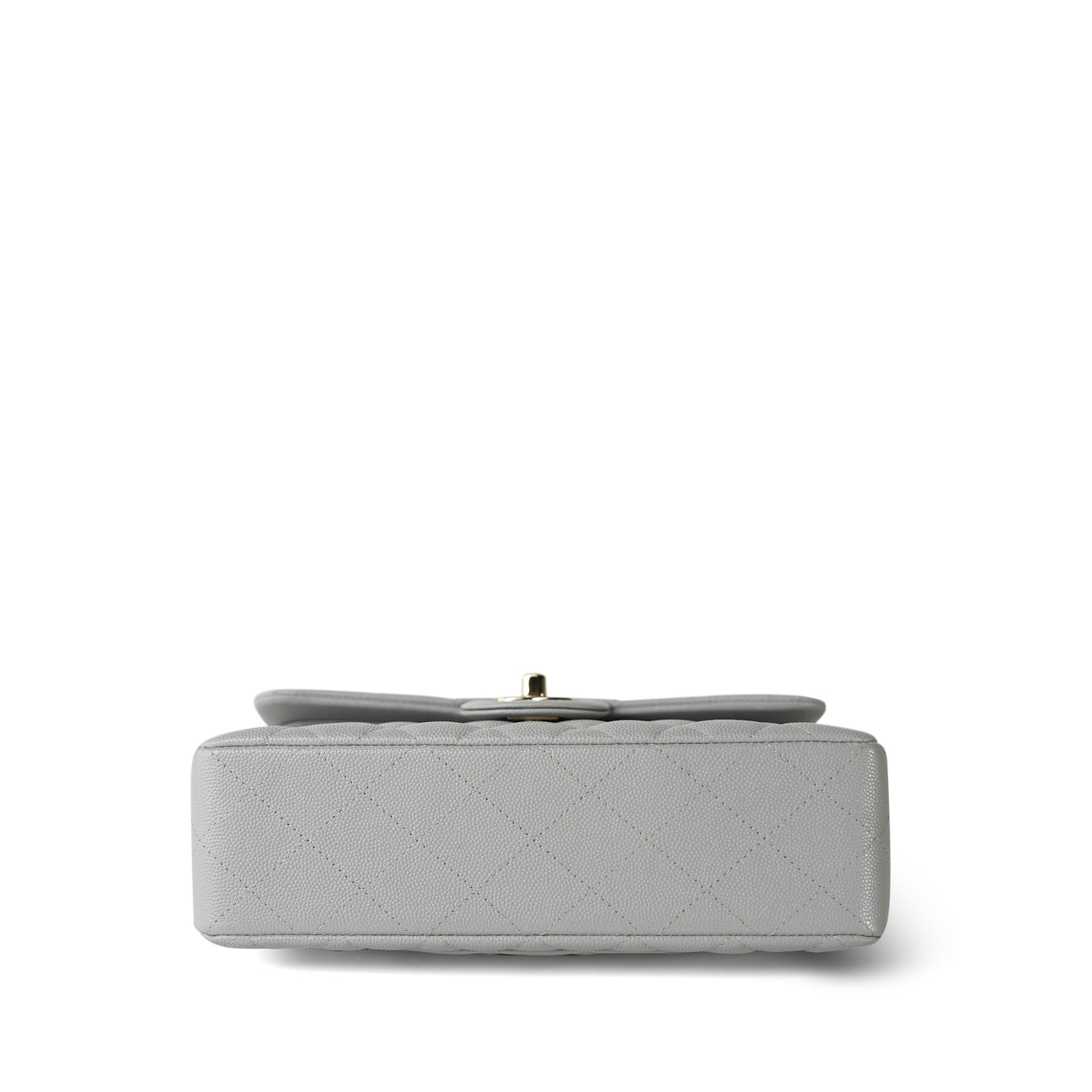 FLAP BAG 25CM GOLD HARDWARE GREY CAVIAR