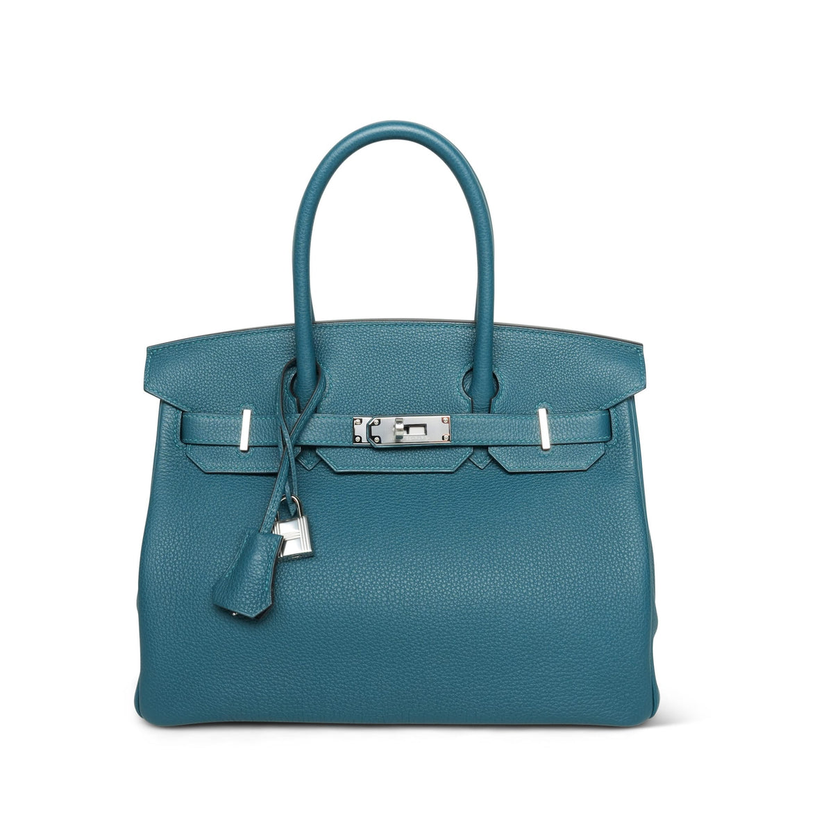 Birkin 30 Verso Vert Bosphore/Bleu Ocean Togo Palladium Plated Y Stamp