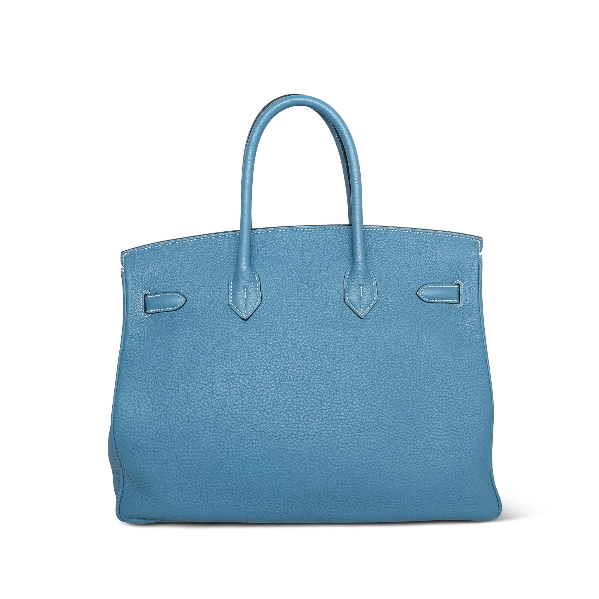 Birkin 35 Bleu Jean Togo Palladium Plated O Square Stamp